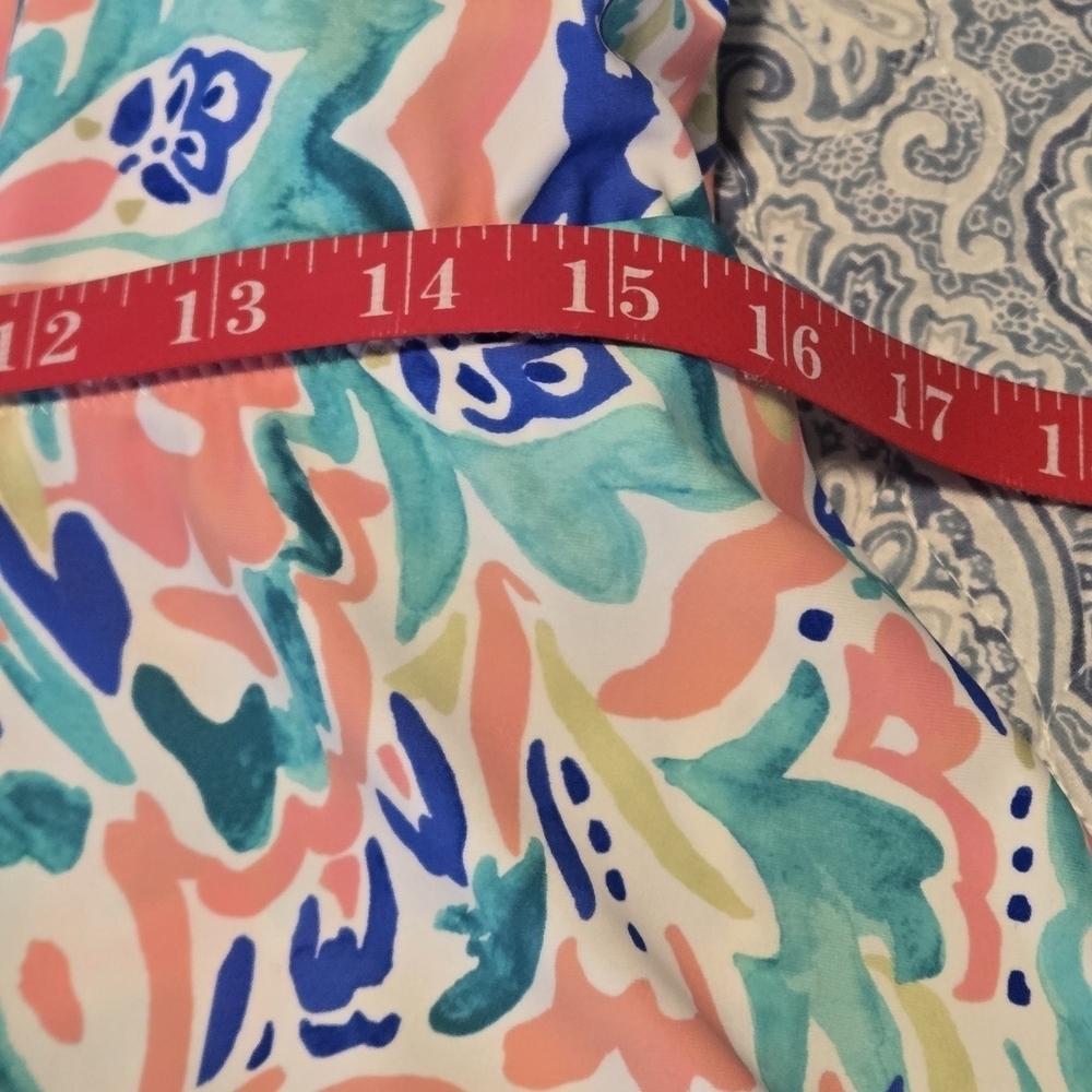 Raisins Curve Lucia V-neck Tummy Control Colorful Paisley Print Swim Dress 16W - Picture 15 of 16